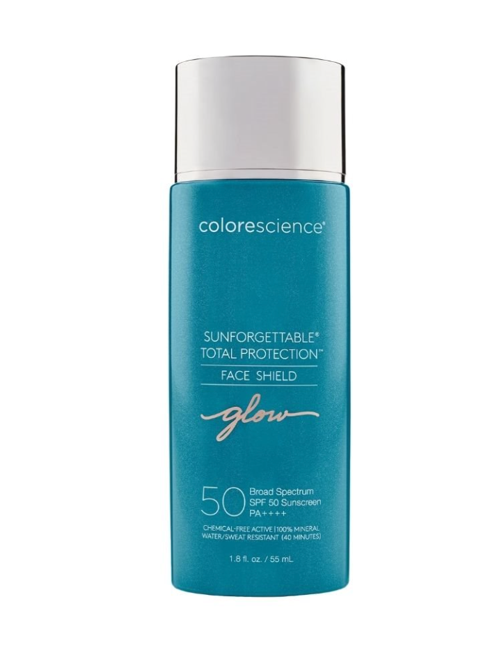Colorescience Sunforgettable Total Protection Face Shield Glow SPF 50 mineral sunscreen (55ml) — sold at KOZA Skin Clinic, Port Coquitlam.