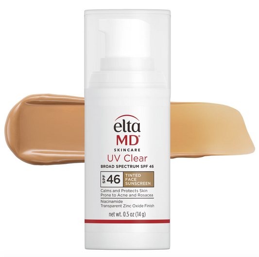 EltaMD UV Clear SPF 46 tinted face sunscreen — available at KOZA Skin Clinic, Tri-Cities BC.