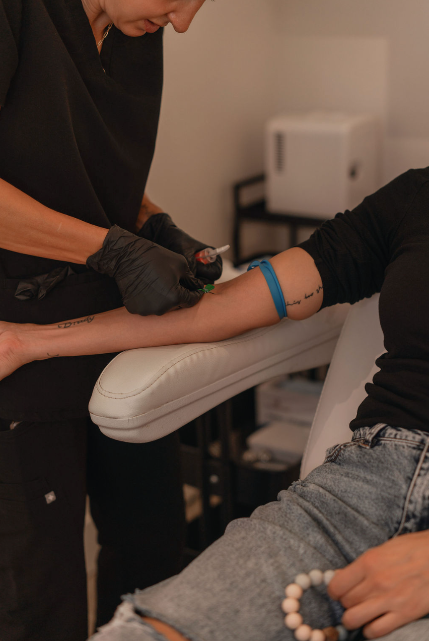 Blood draw for a PRP treatment at KOZA Skin Clinic in Port Coquitlam, Tri-Cities BC.