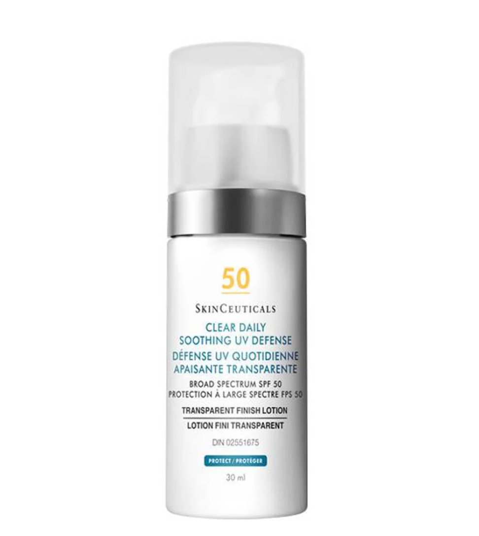 SkinCeuticals Clear Daily UV Defense SPF 50 sunscreen — sold at KOZA Skin Clinic, Tri-Cities BC.